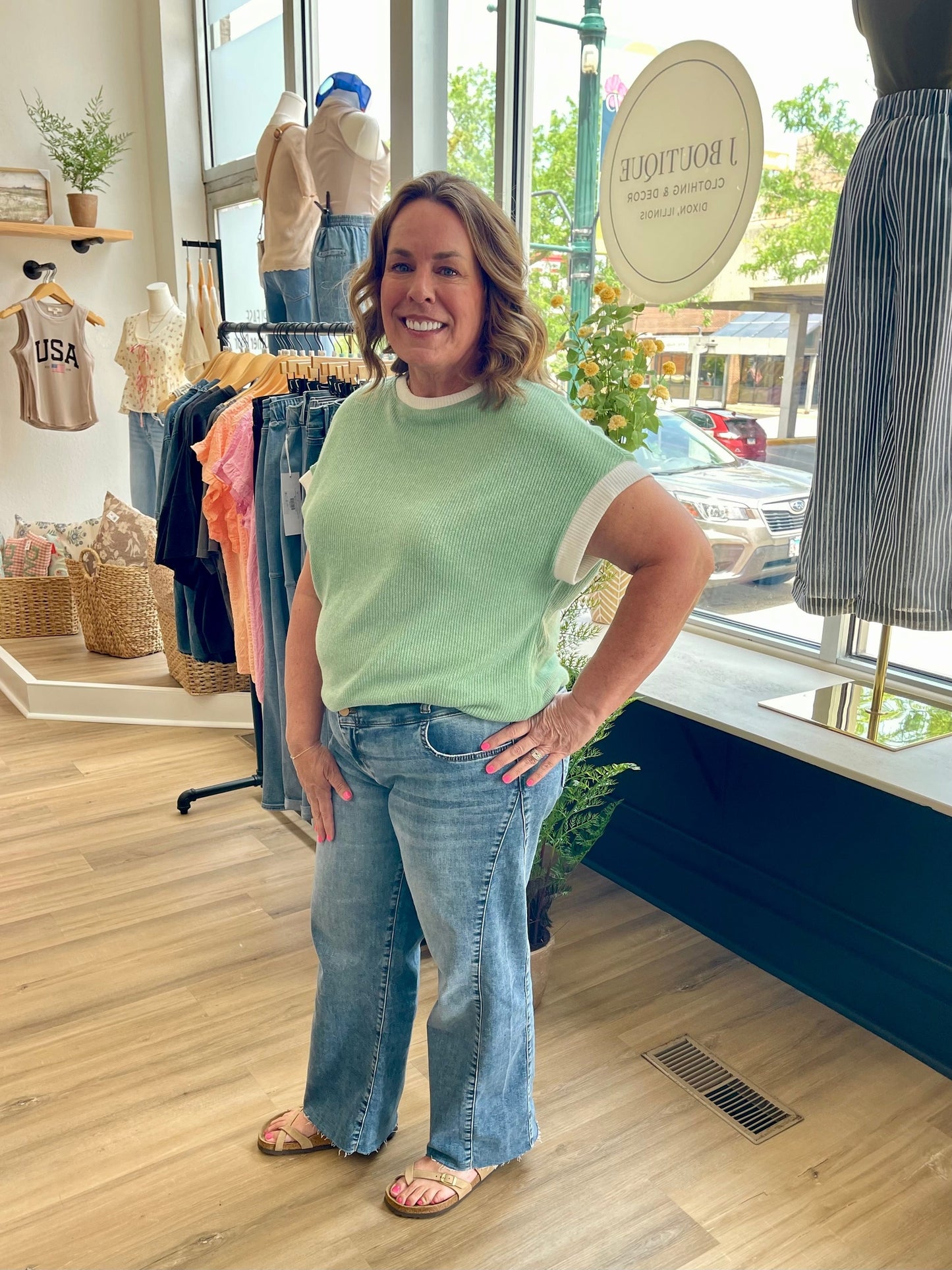 THE AMY COLORBLOCK TOP - green