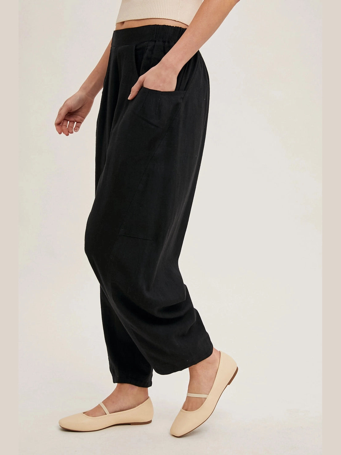 THE KANDIE RELAXED BARREL PANTS - black