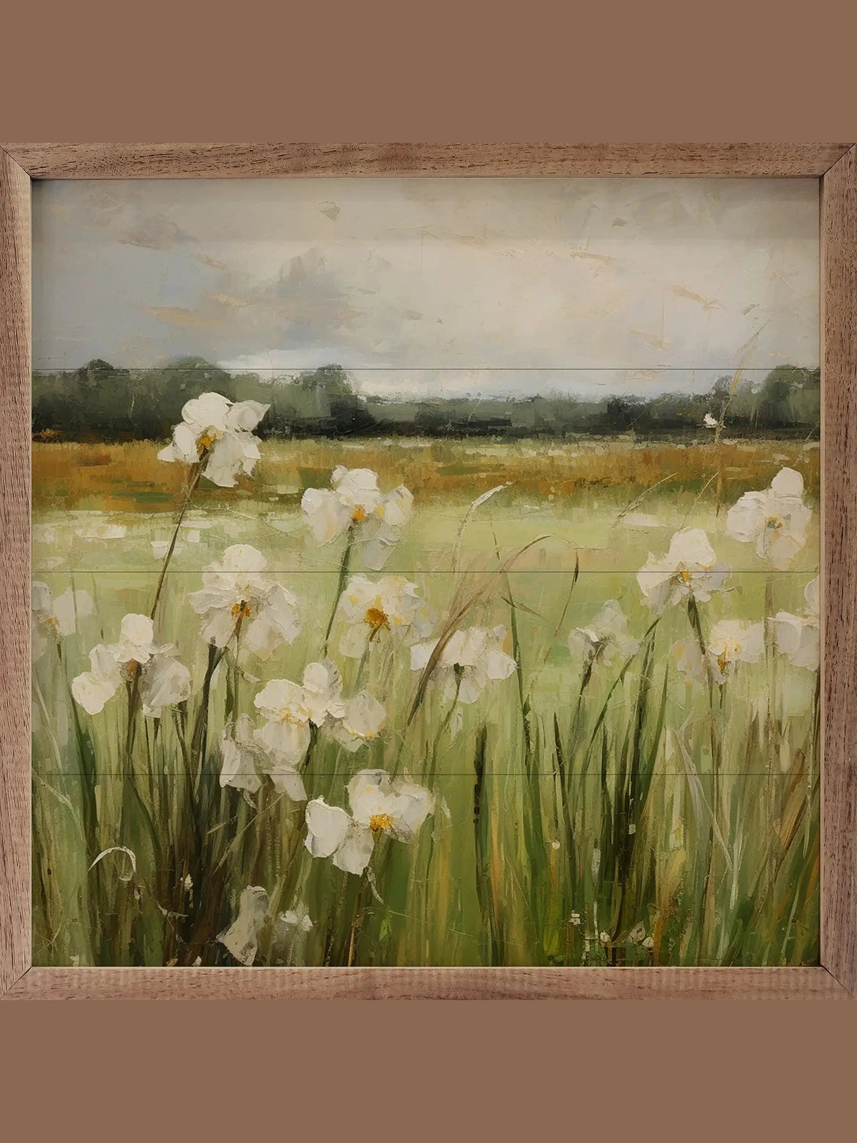 WILD WHITE IRISES SQUARE FRAMED PICTURE