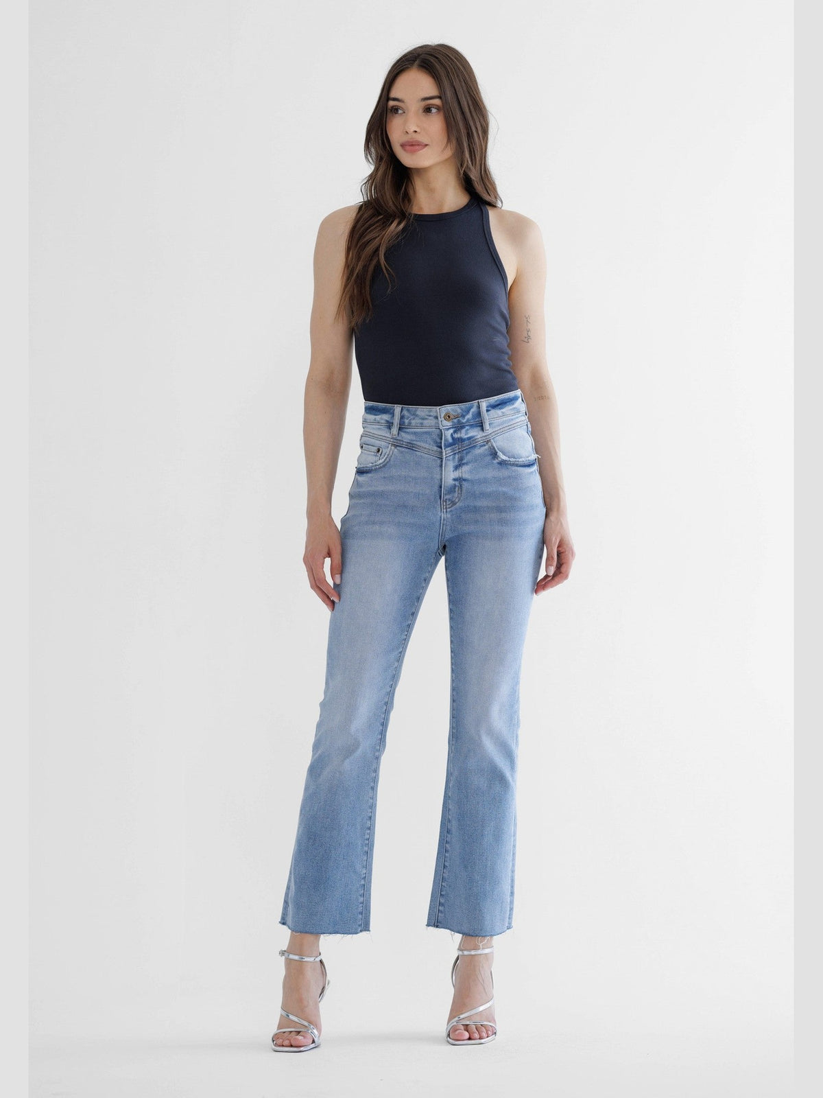 THE JOJO HI RISE YOKE BOOTCUT DENIM - med wash