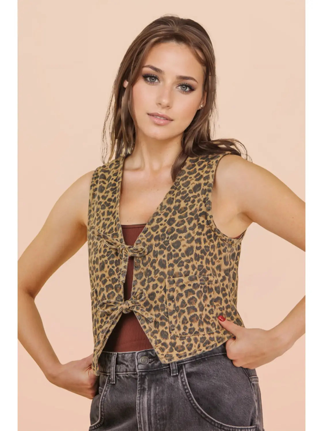 THE CANDIE LEOPARD TIE VEST