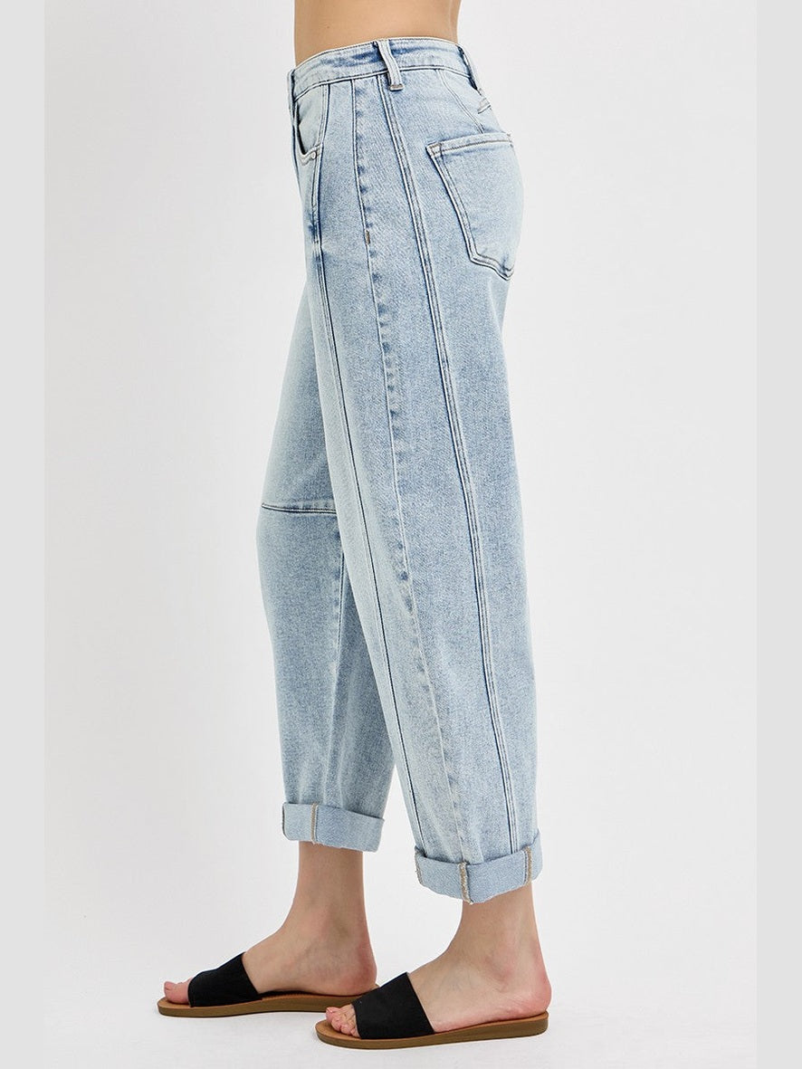 THE LEXY CROPPED BARREL LIGHT WASH DENIM