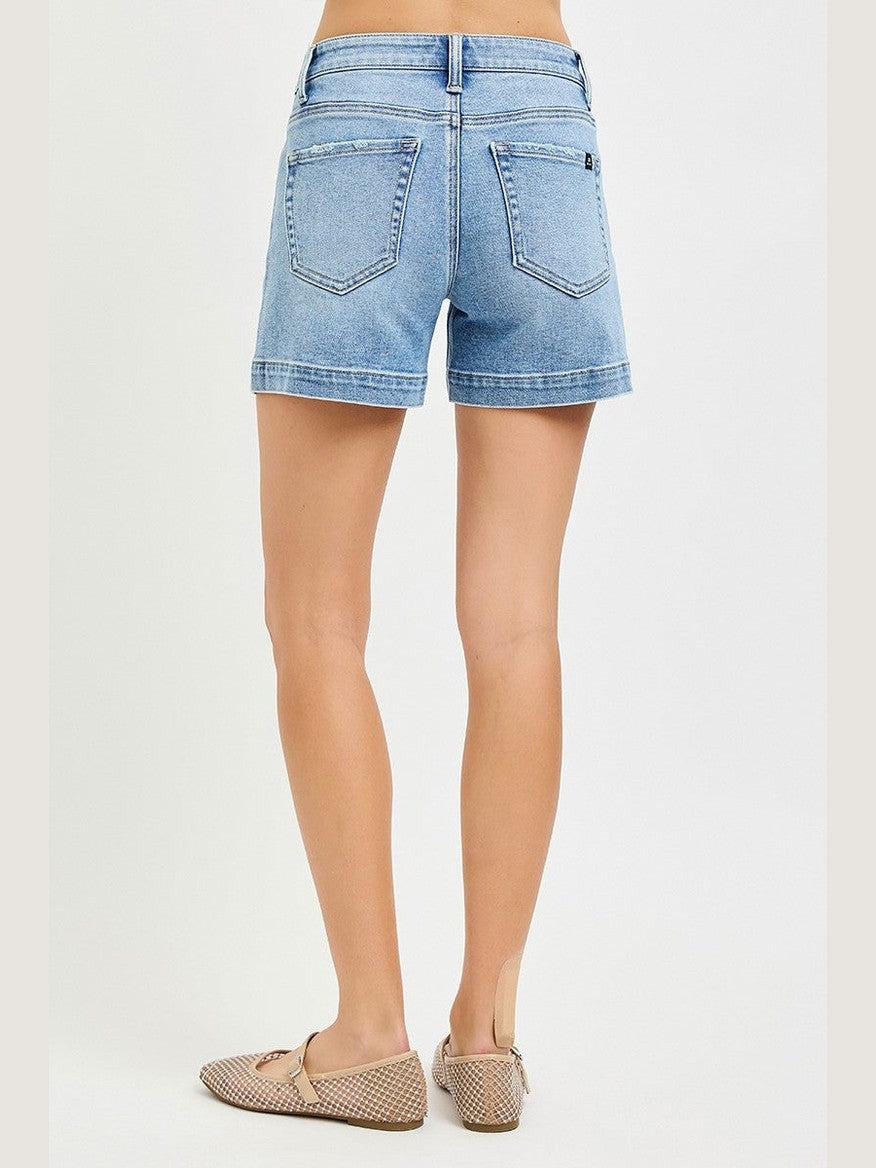 THE JACKLYN HI RISE MID LENGTH DENIM SHORTS