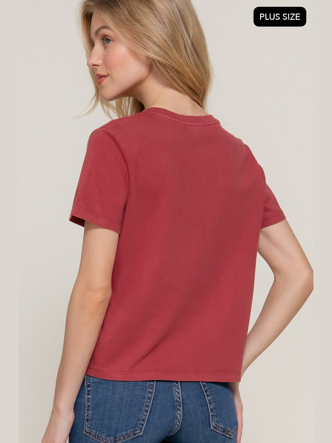 THE LAINEE BASIC COTTON JERSEY TEE - crimson