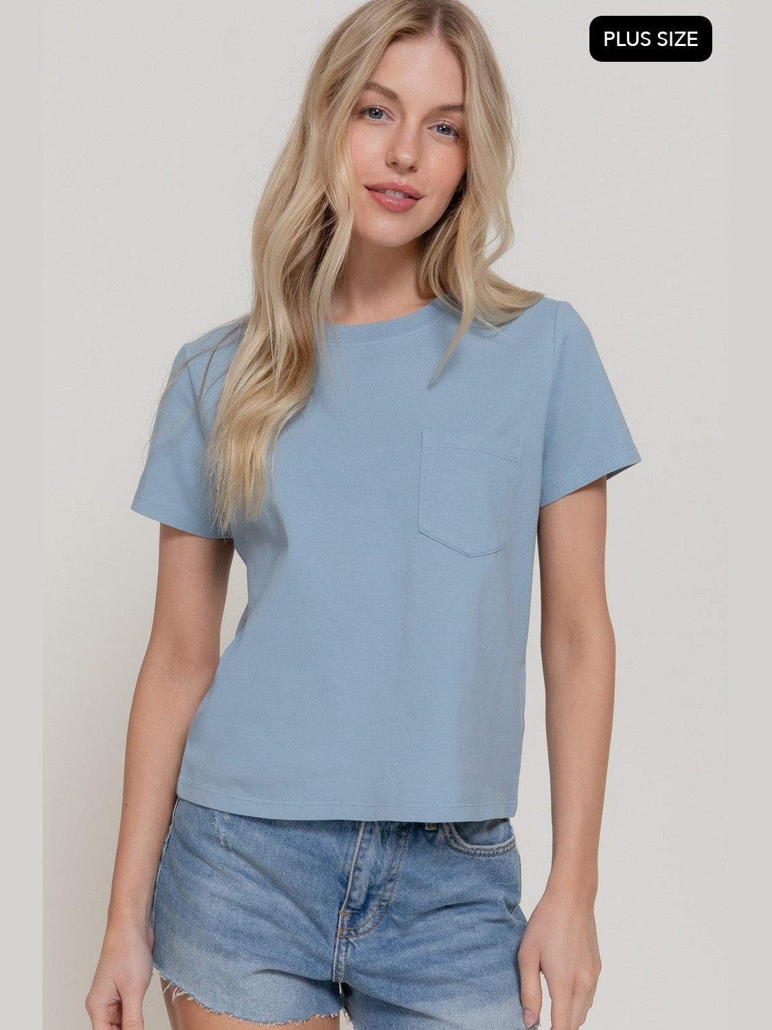 THE LAINEE BASIC COTTON JERSEY TEE - sky blue