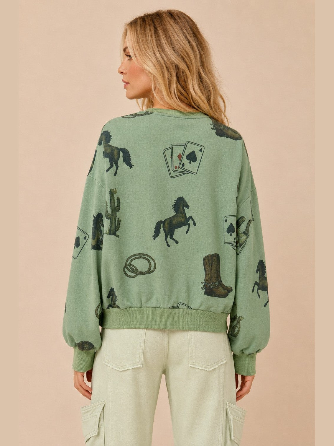 THE GIDDY UP GRAPHIC SWEATSHIRT - green