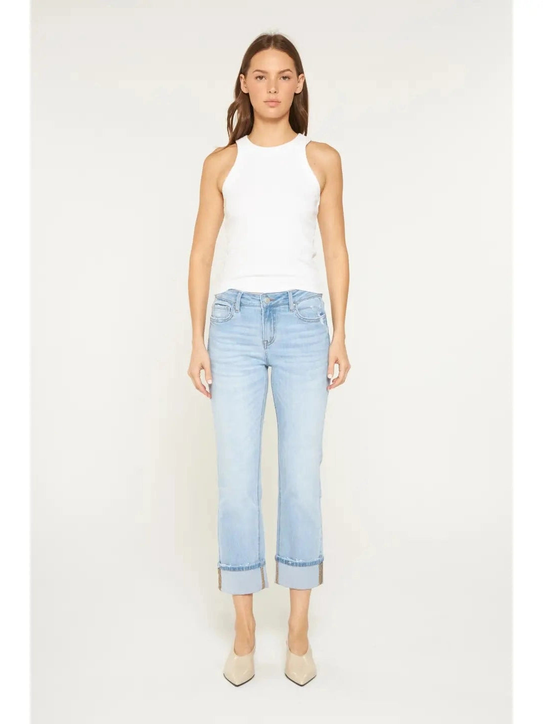 THE LYNNLEE MID RISE STRAIGHT LEG - lt wash