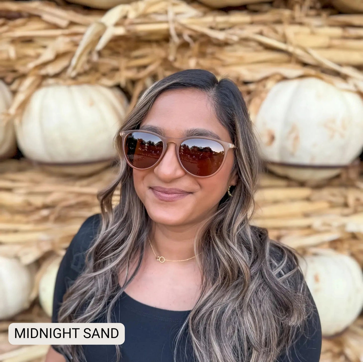 DAX MIDNIGHT POLARIZED MEDIUM HORN SUNNIES - sand