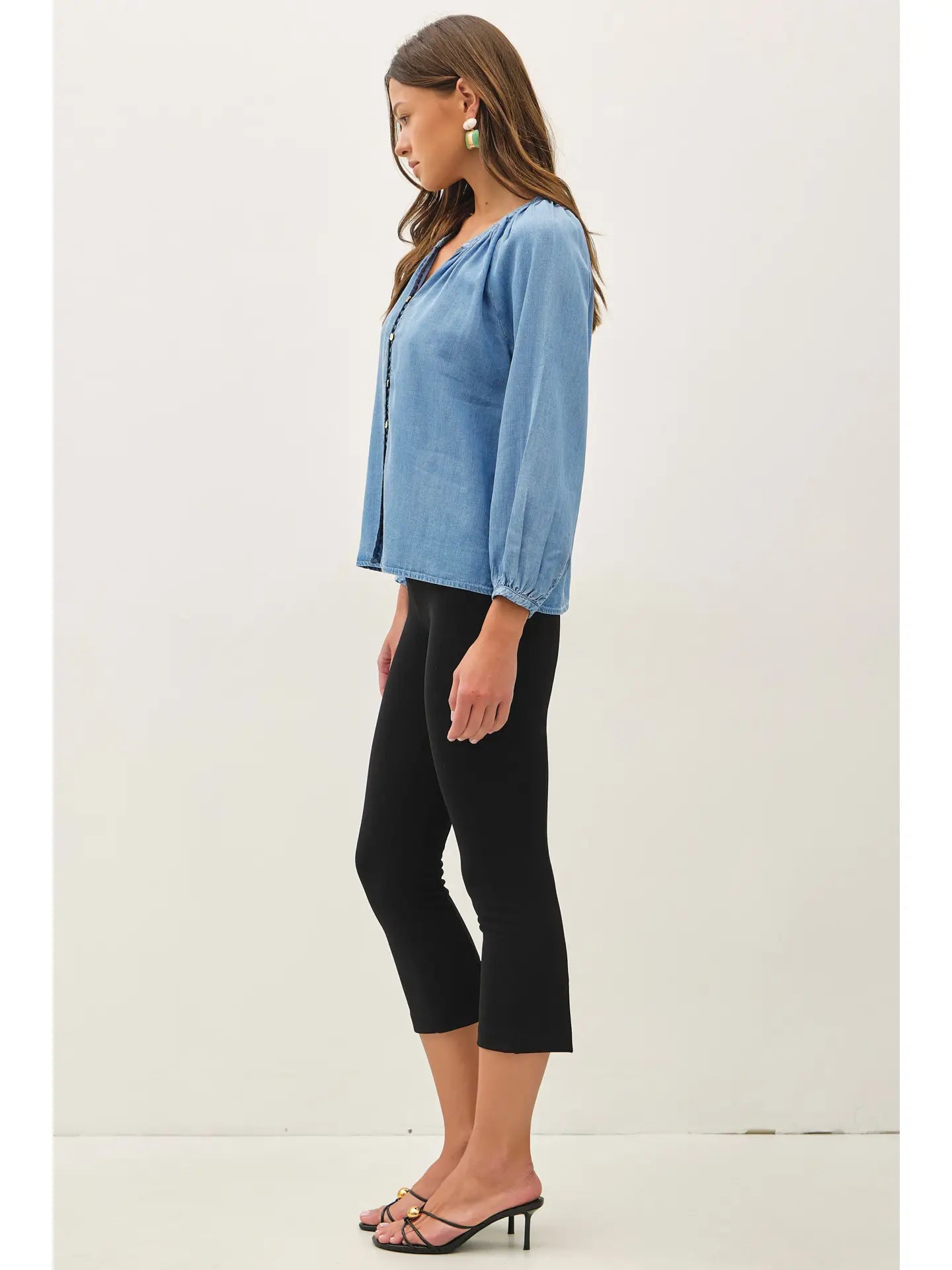 THE LENNIE WHIPSTITCH SOFT TENCEL PEASANT TOP