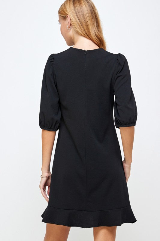 THE MARY PUFF SLEEVE BLACK DRESS