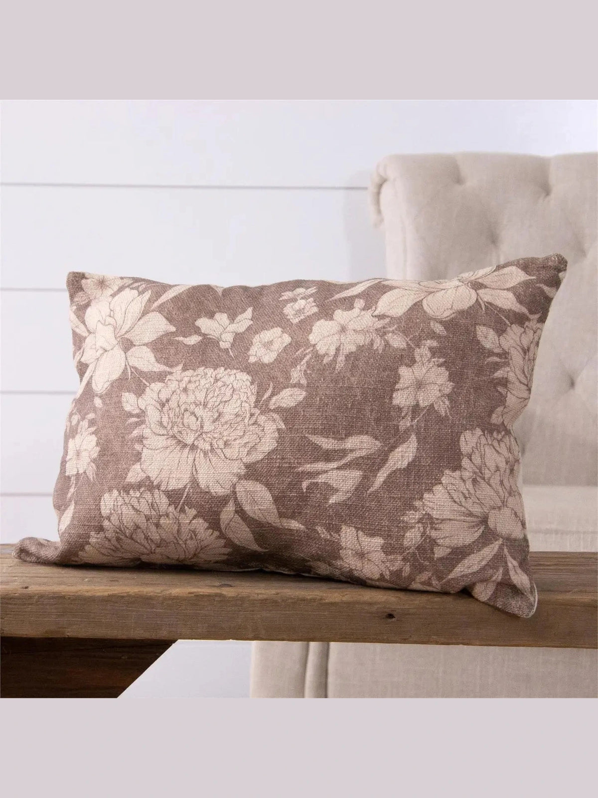 SEPIA FLORAL LUMBAR PILLOW COVER
