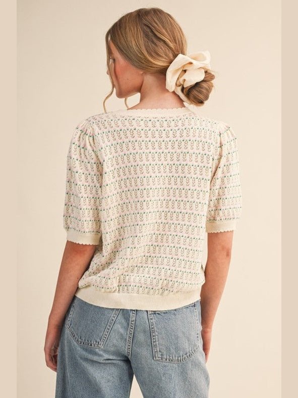 THE MYRA FLORAL BUTTON DOWN SPRING SWEATERS - 2 colors