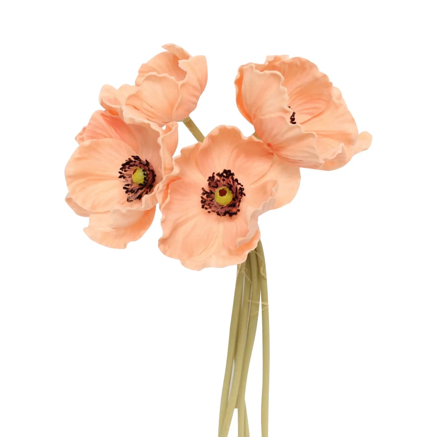11" REAL TOUCH POPPY - 6 STEM BUNDLE - various candle