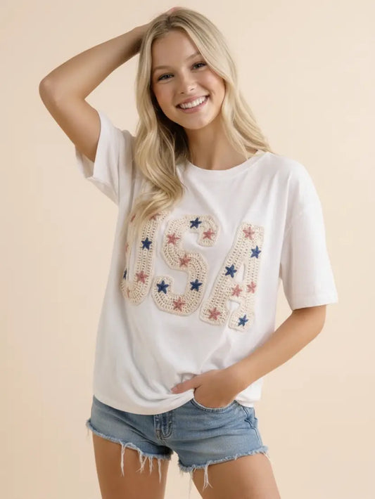 THE USA CROCHET STAR USA TEE