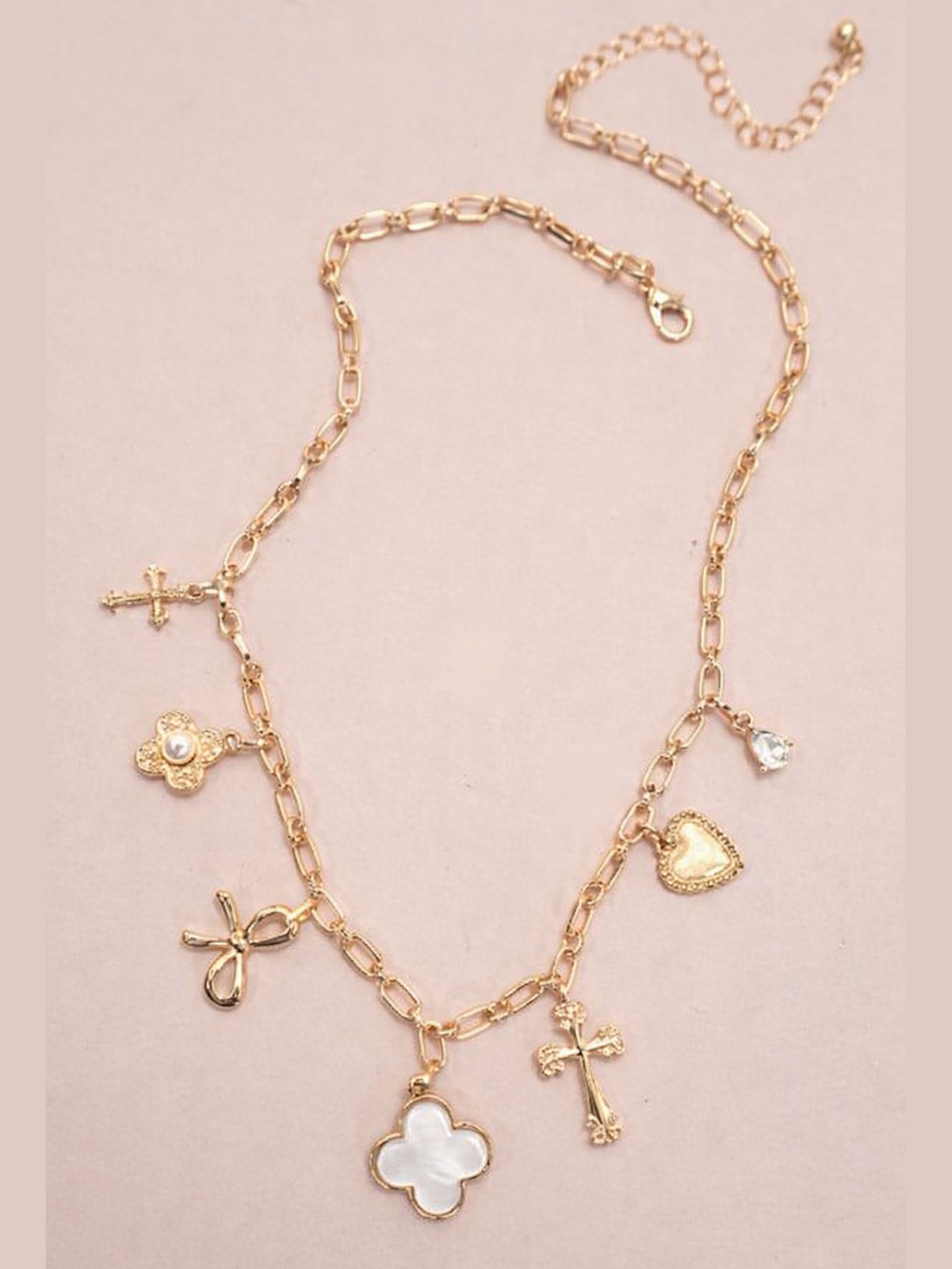 THE ADORABLE CROSS BOW HEART CHARM NECKLACE