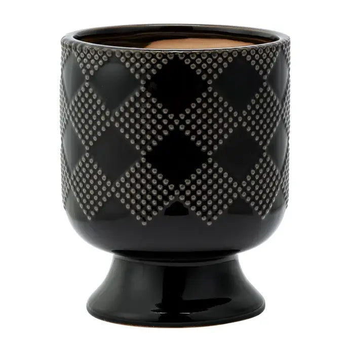 7.5" BLACK CHECKERED PEDESTAL PLANTER