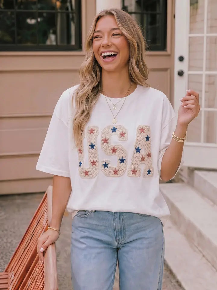 THE USA CROCHET STAR USA TEE