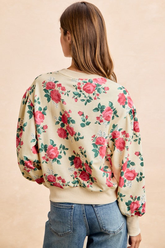 THE CARLIE FRENCH TERRY FLORAL TOP