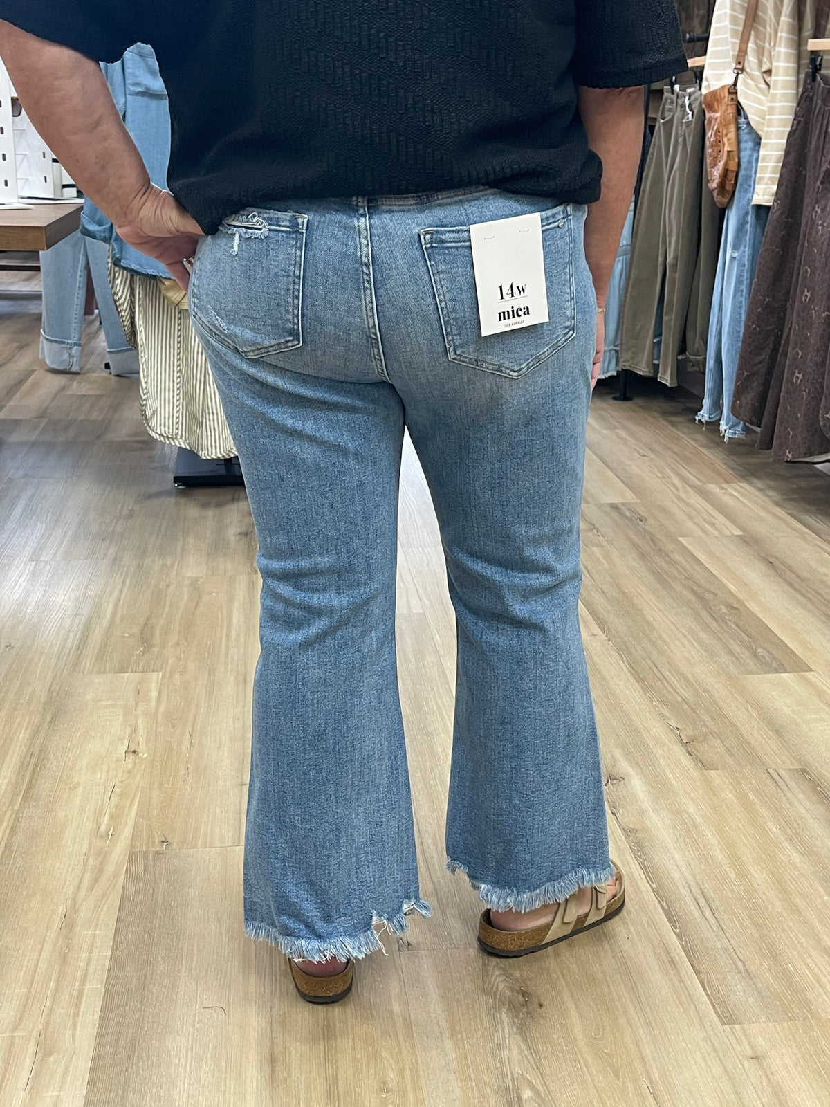 THE BARB HI RISE RAW HEM KICK FLARE DENIM