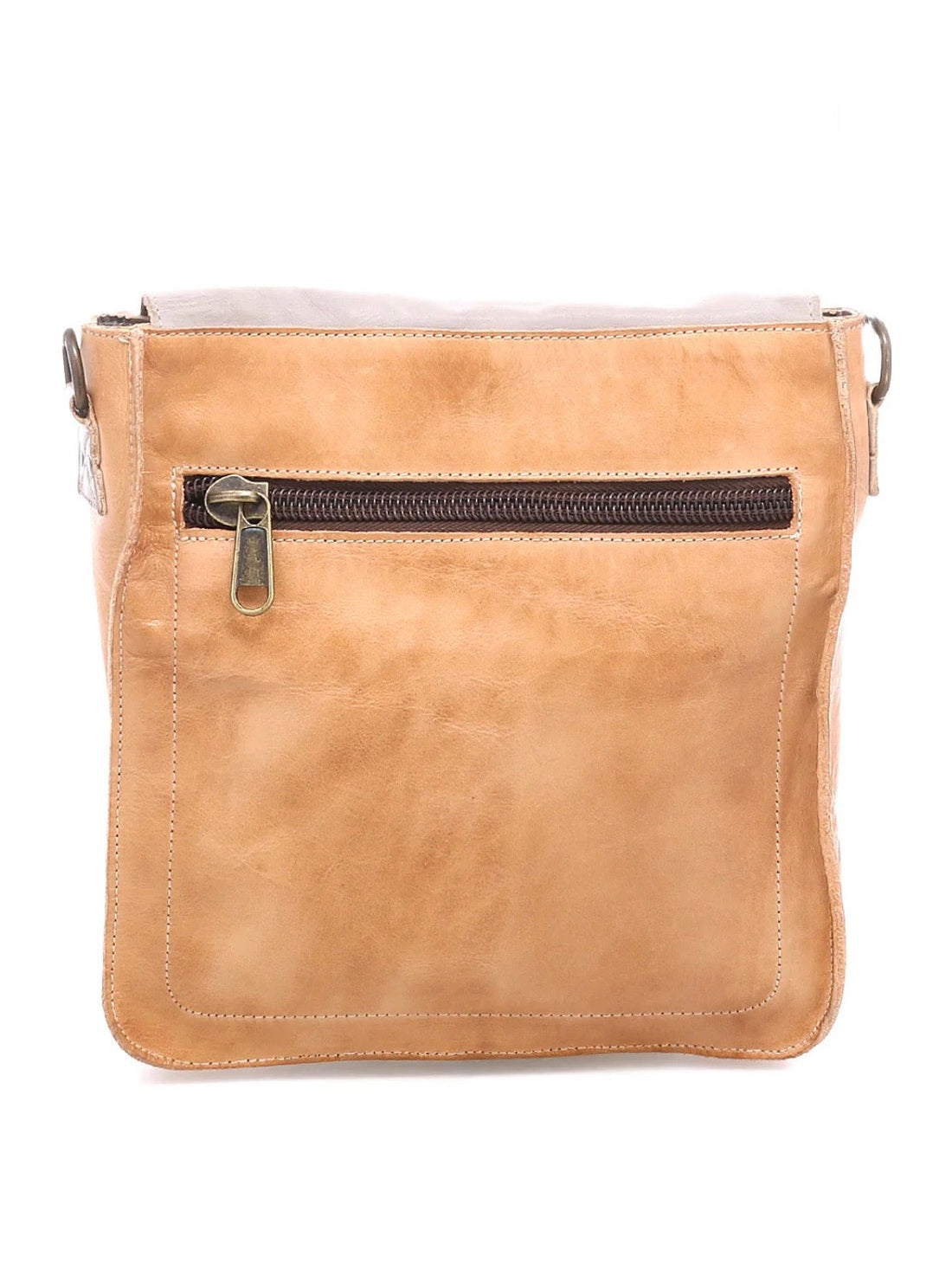 BEDSTU VENICE BEACH LEATHER FLAP CROSSBODY PURSE - oats icicle rustic