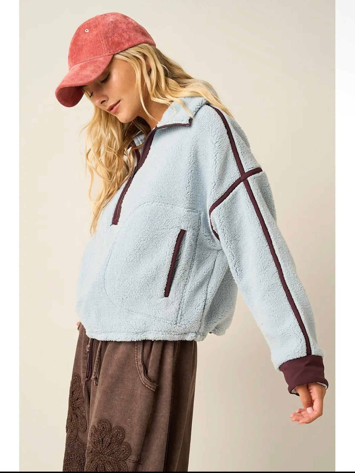 THE RUTH FLEECE PULLOVER - Sky blue