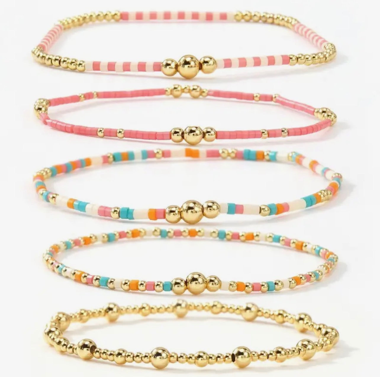 MULTI LAYER NATURAL STONE BALL CHAIN LINK BRACELET