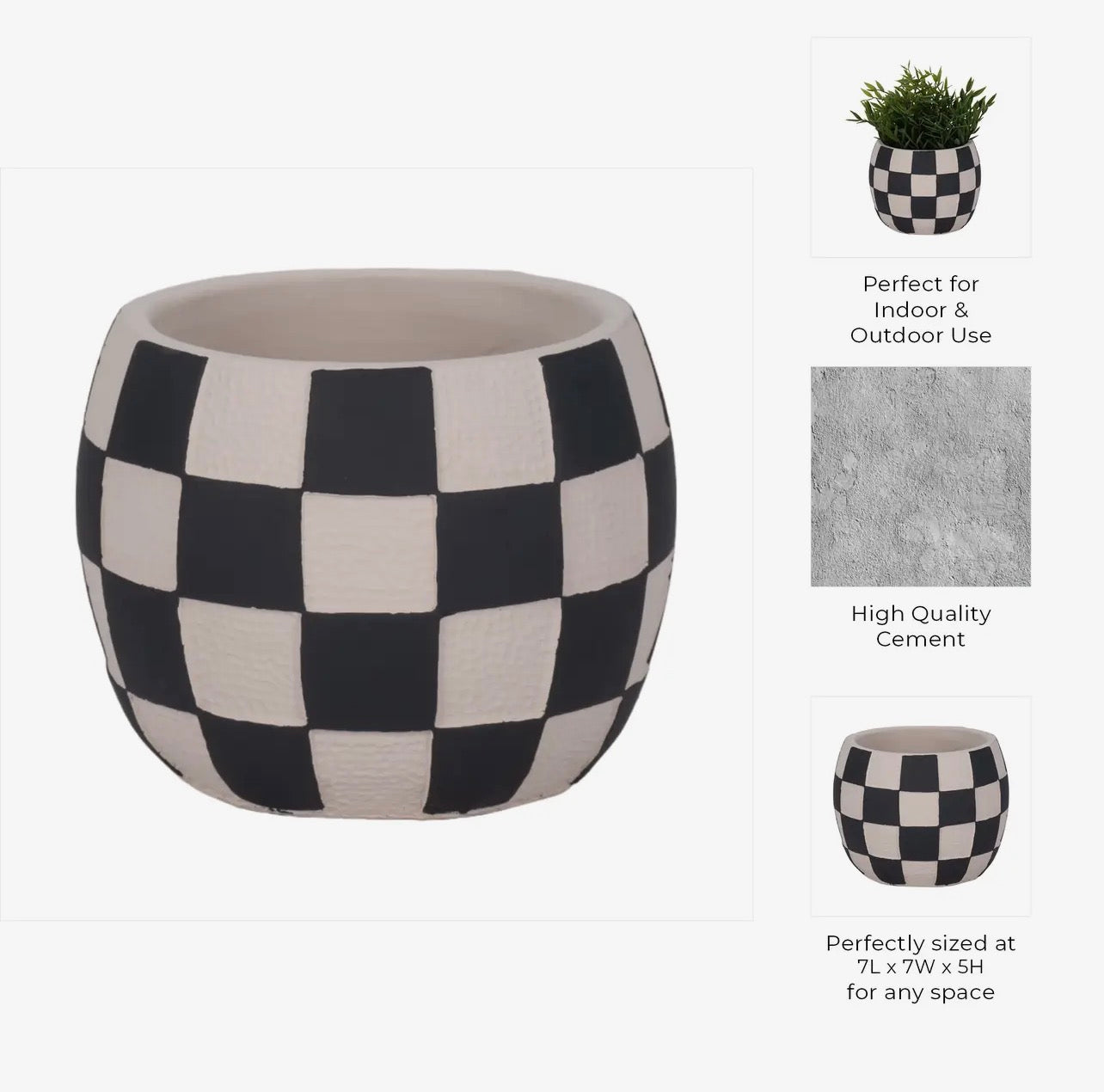 BLACK & WHITE CHECKERED PLANTER