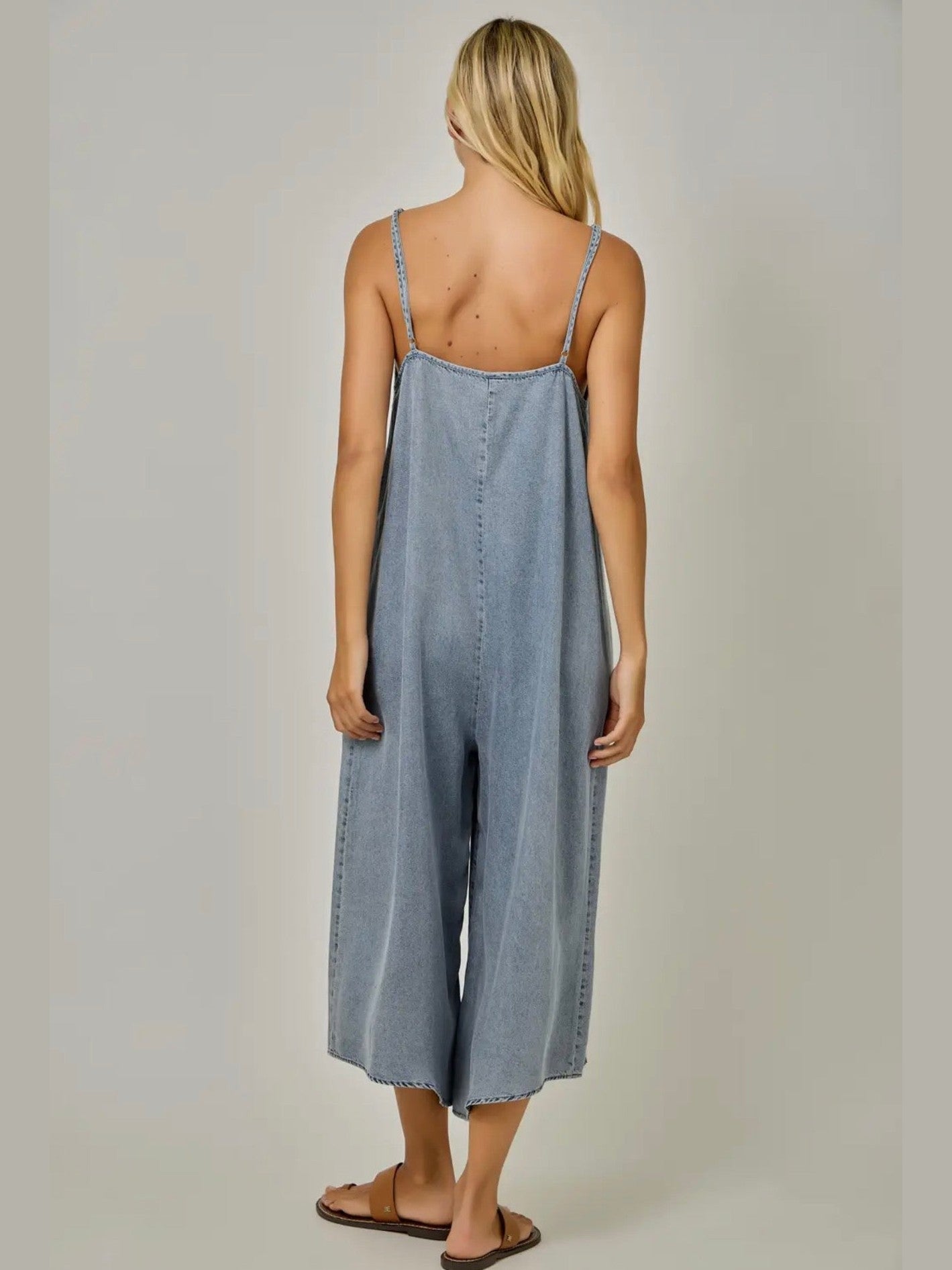 THE DONNA WASHED TENCEL JUMPSUIT - lt denim