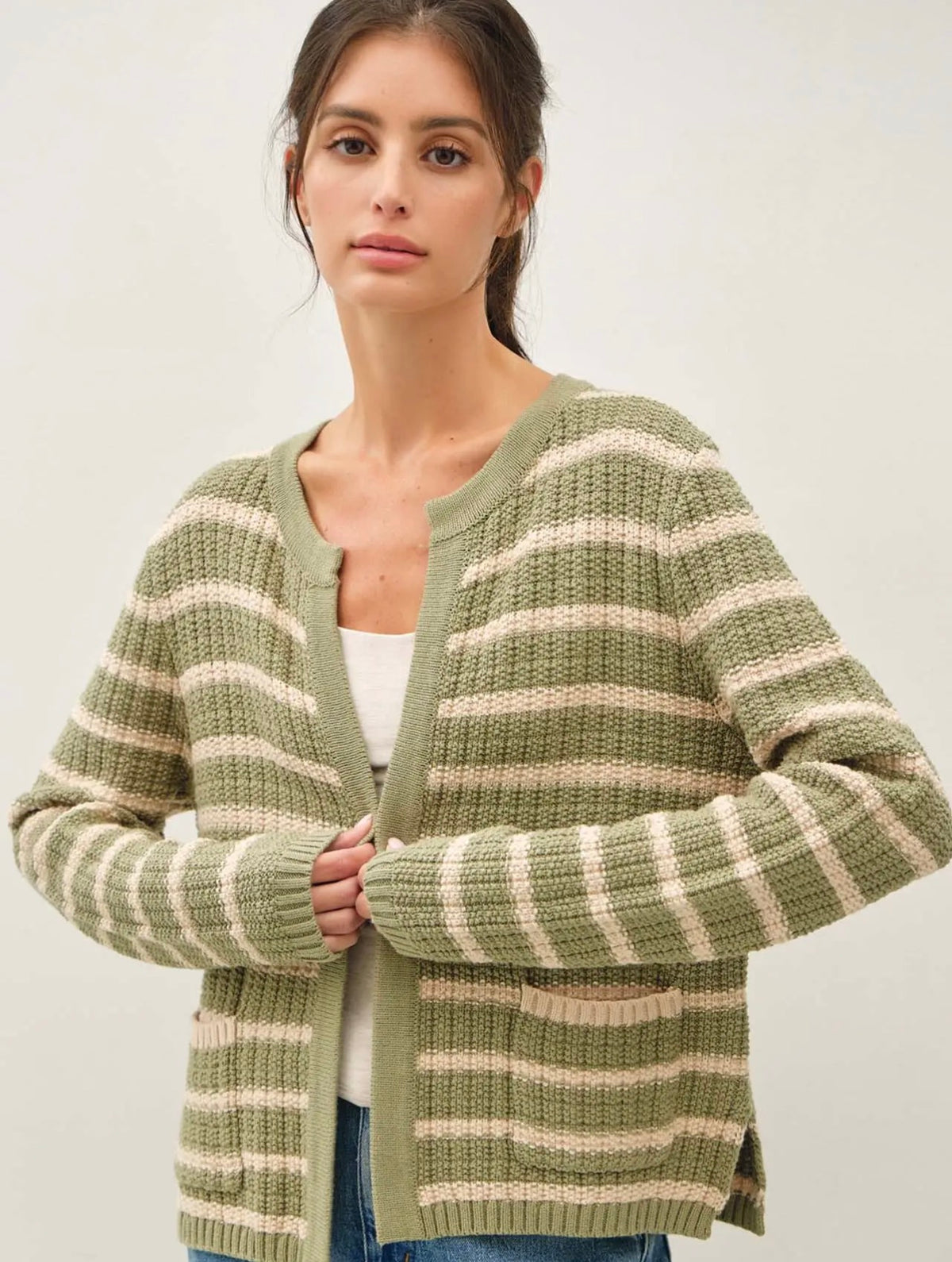 THE CARRIE KNIT OPEN CARDIGAN - sage