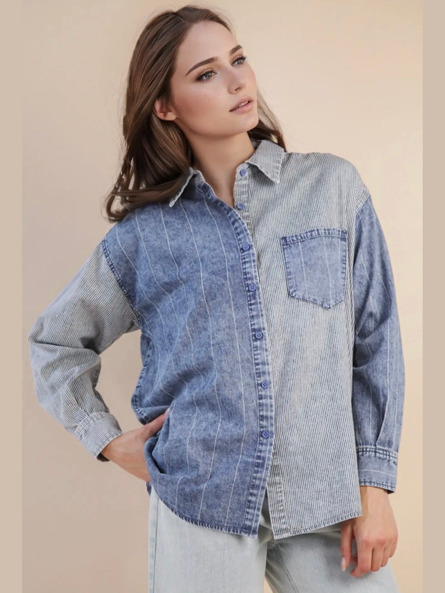 THE OAKLEY MINERAL WASHED CHAMBRAY COTTON SHIRT