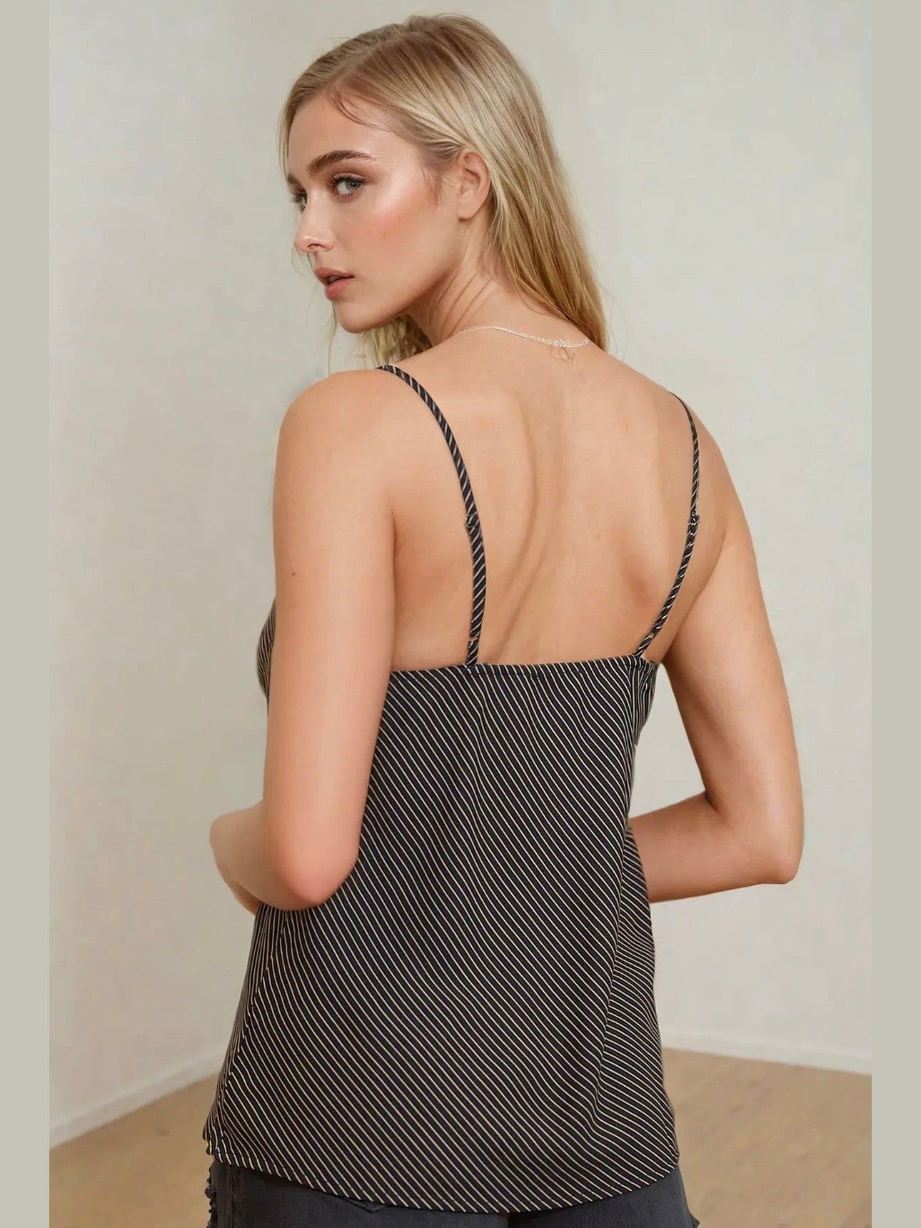 THE RAE COWL NECK CAMI TOP - black