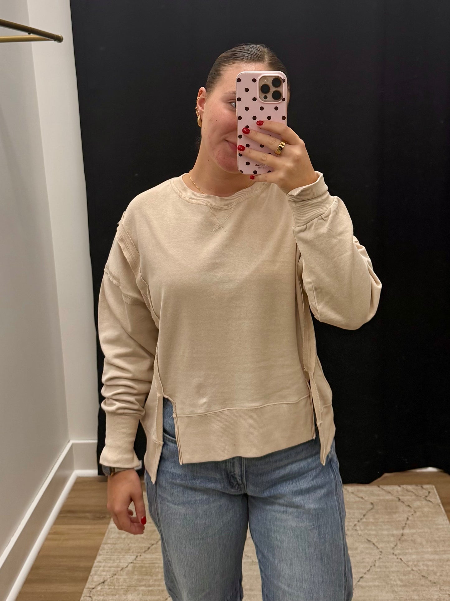 THE MILA VINTAGE WASHED SWEATSHIRT - beige