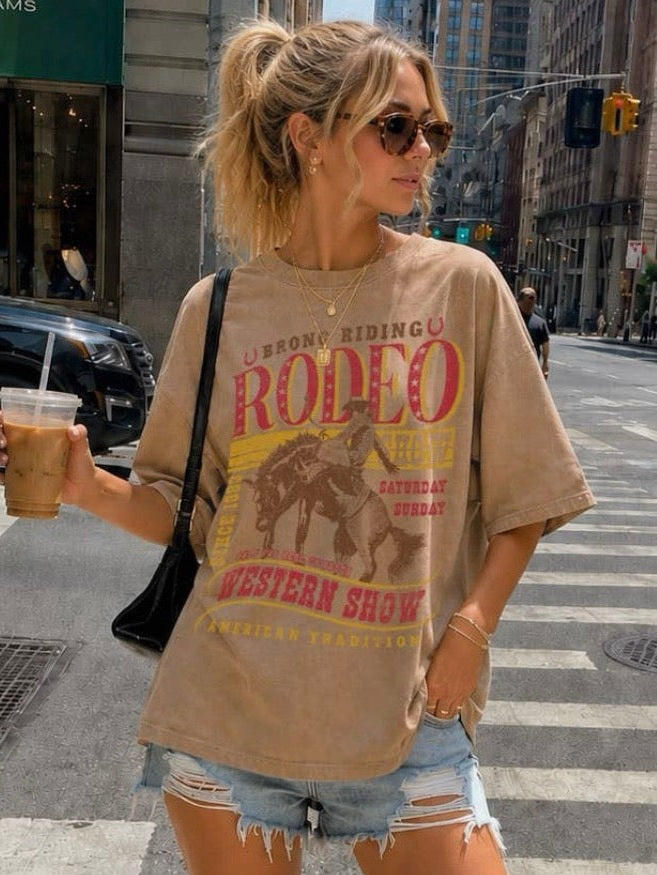 THE RODEO MINERAL WASH GRAPHIC TEE - taupe