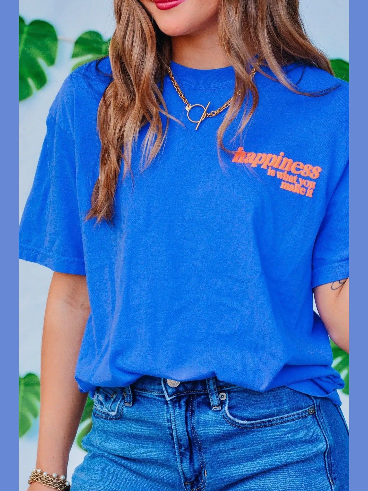 THE HAPPINESS GRAPHIC TEE - blue