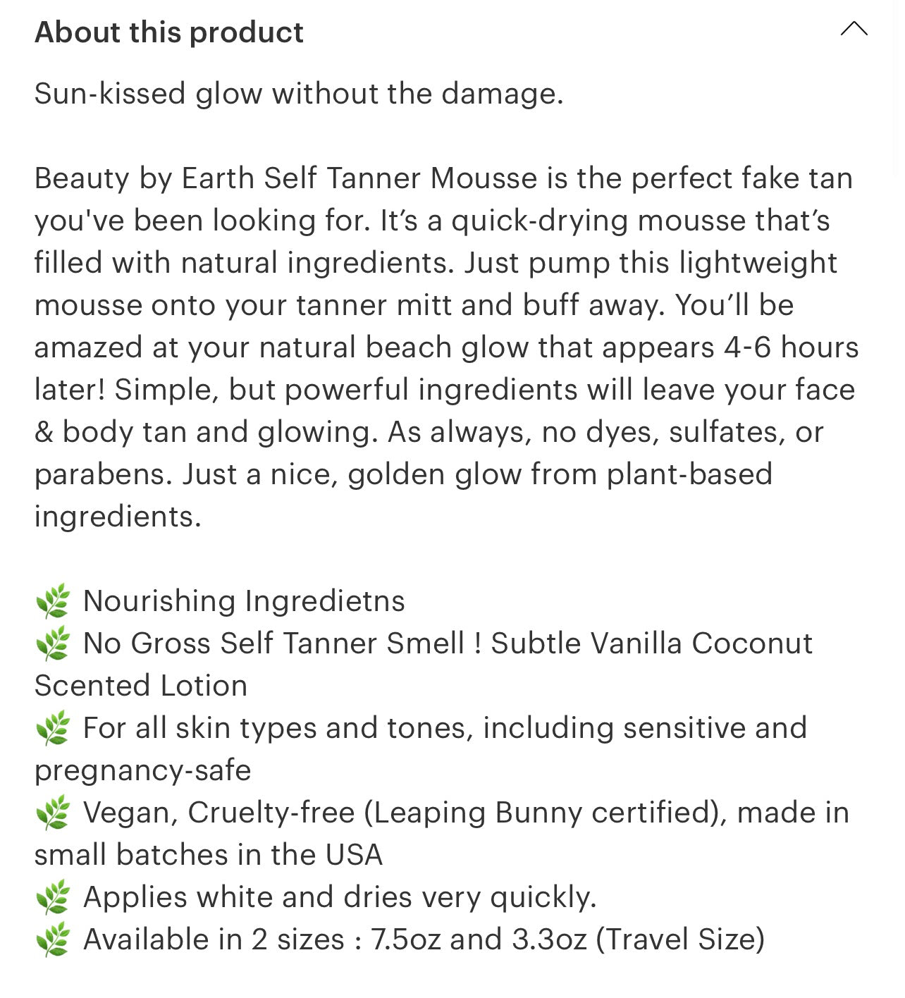 BEAUTY BY EARTH TANNING MOUSSE - 3.3 ozs. Med to dark