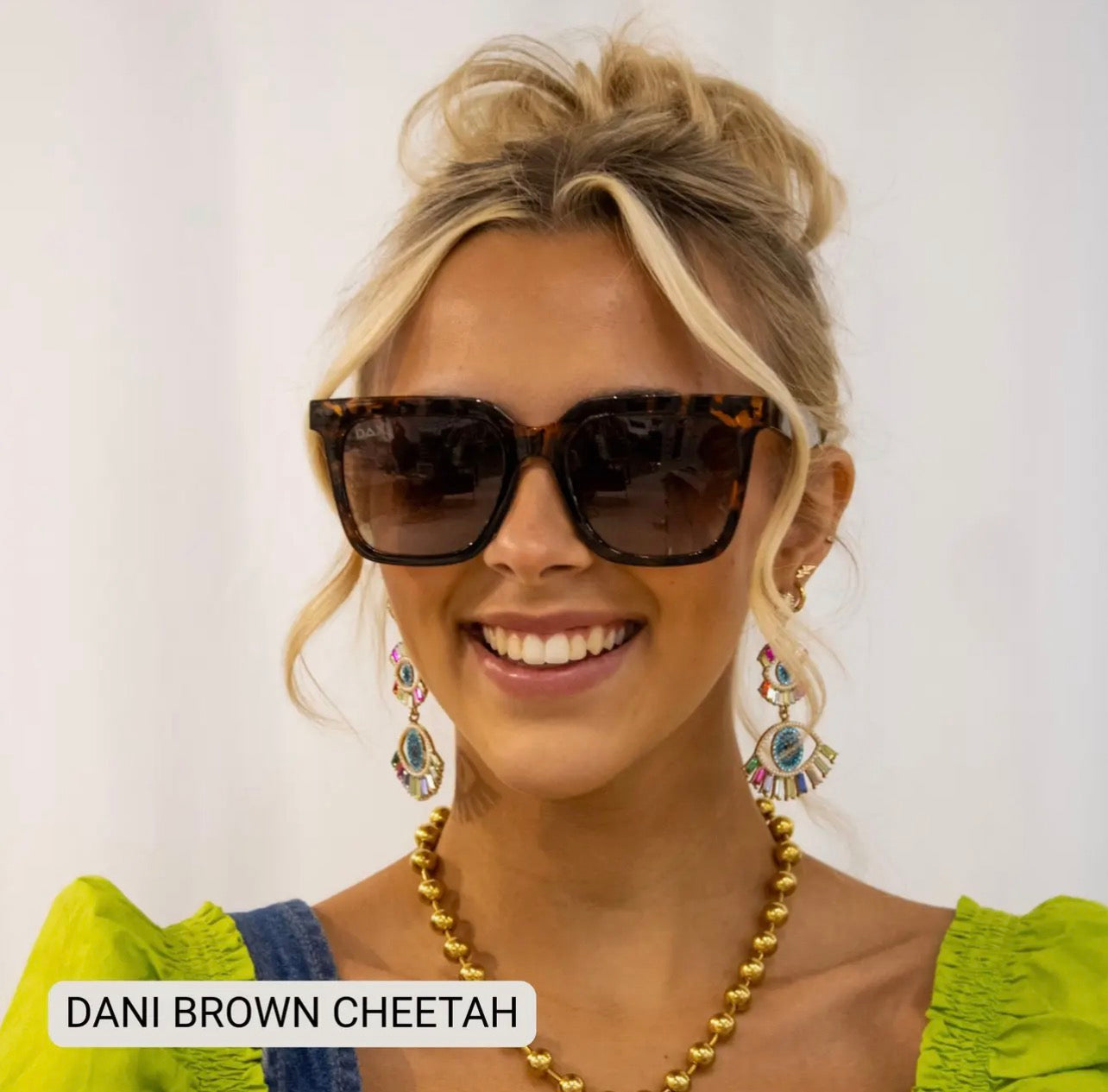 DAX DANI OVERSIZED SQUARE SUNNIES - brown cheetah