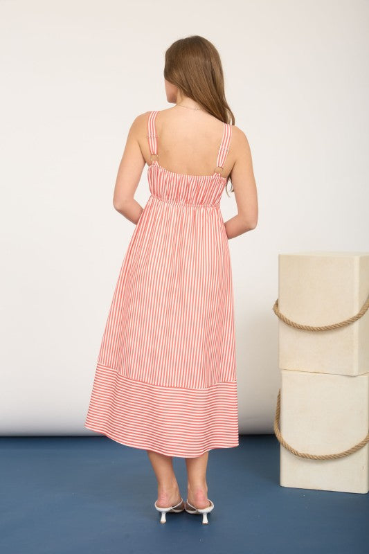 THE JAMIE PERFECT STRIPED SUMMER DRESS - burnt coral