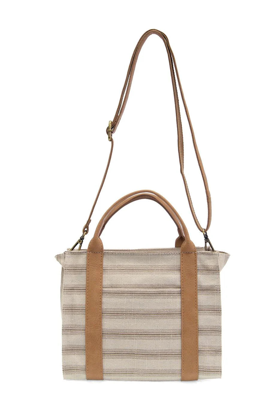 PENCIL STRIPE MEDIUM CANVAS TOTE PURSE - grey