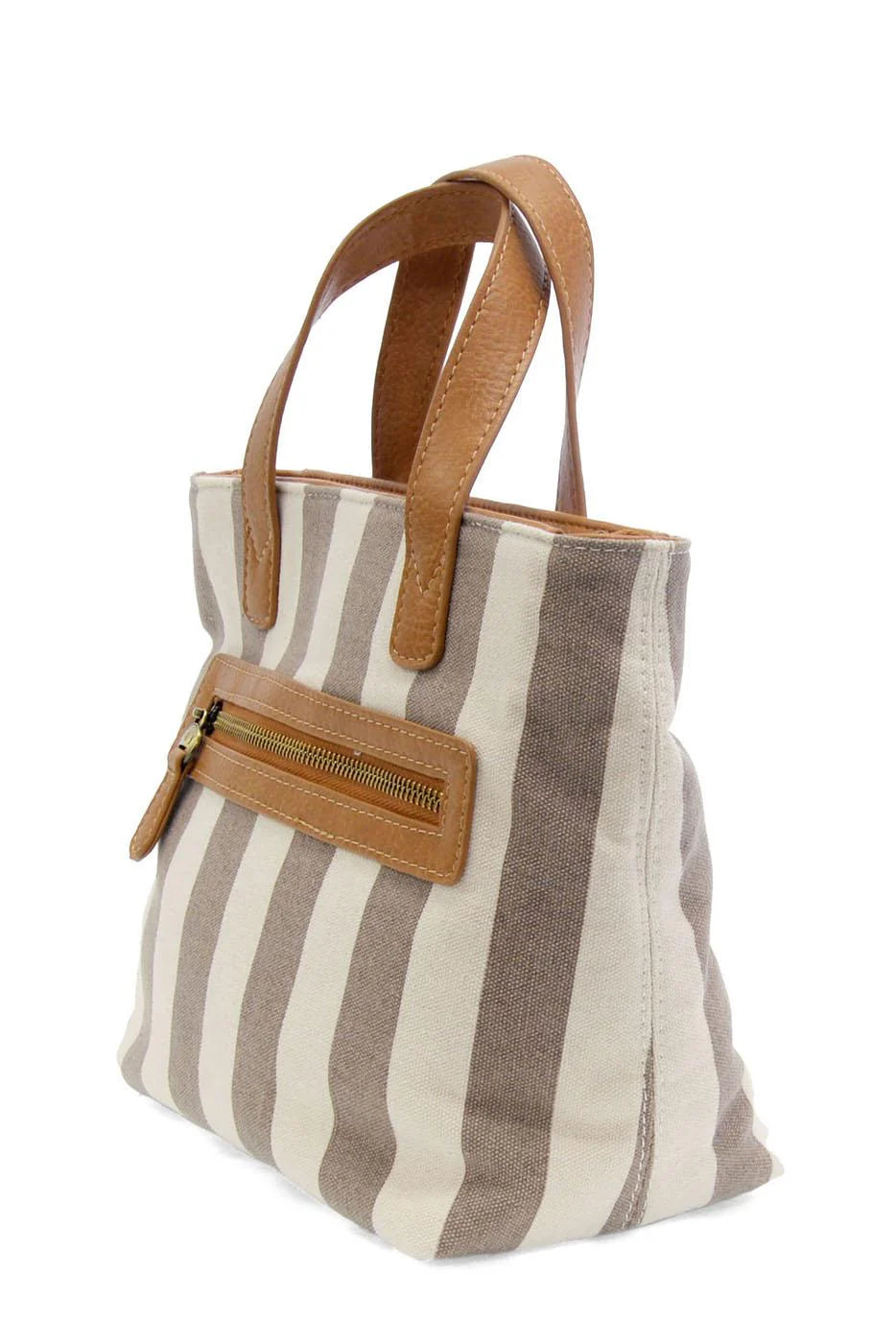 AWNING STRIPE MINI CANVAS TOTE - grey