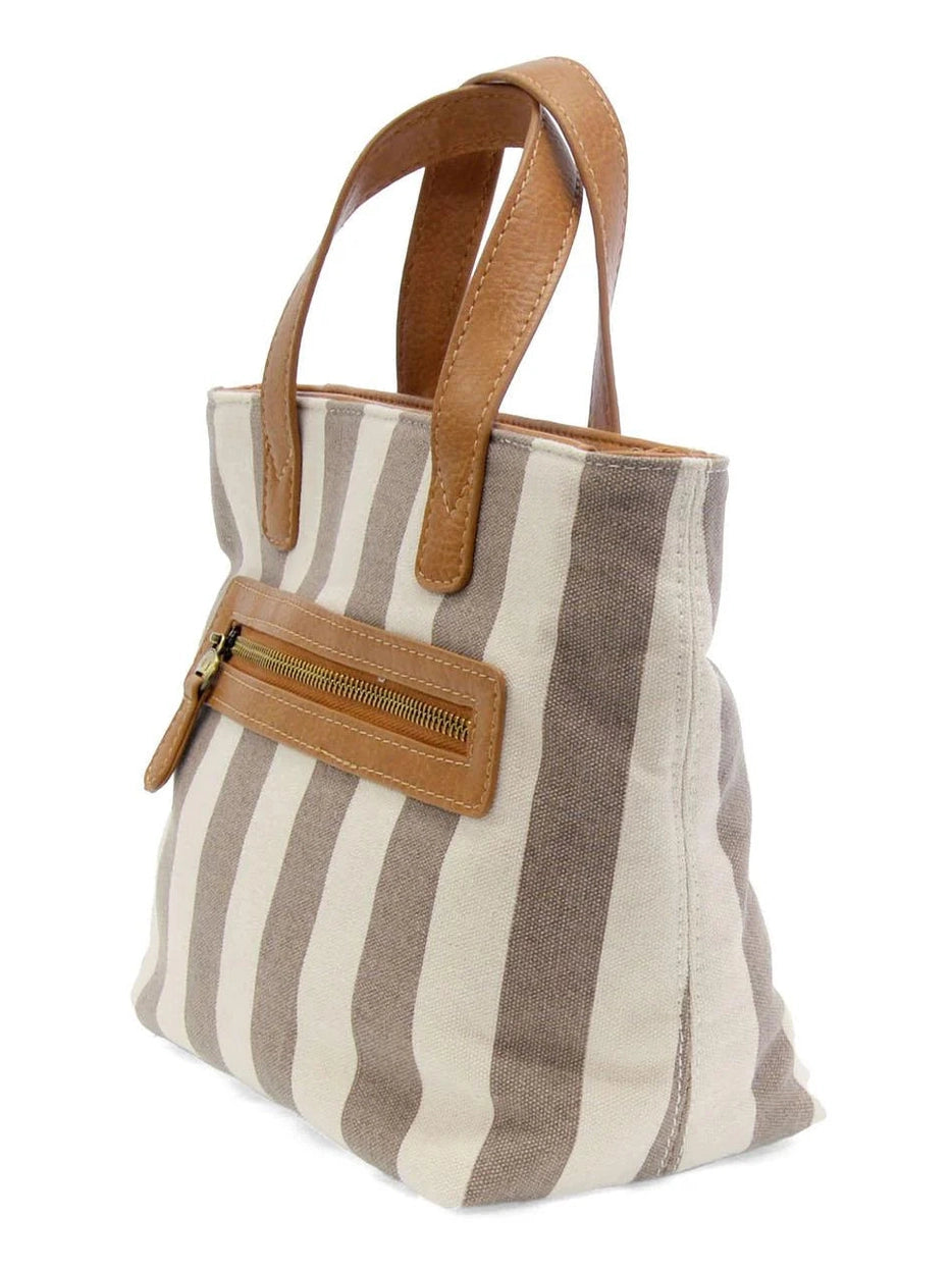 AWNING STRIPE MINI CANVAS TOTE - grey