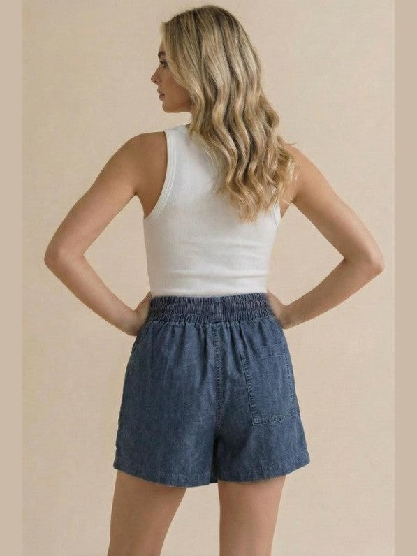 THE KAMI DARK DENIM CHAMBRAY SKORT