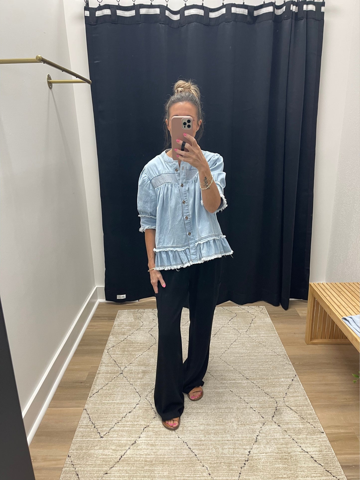 THE LENA LINEN PULL ON PANT - black