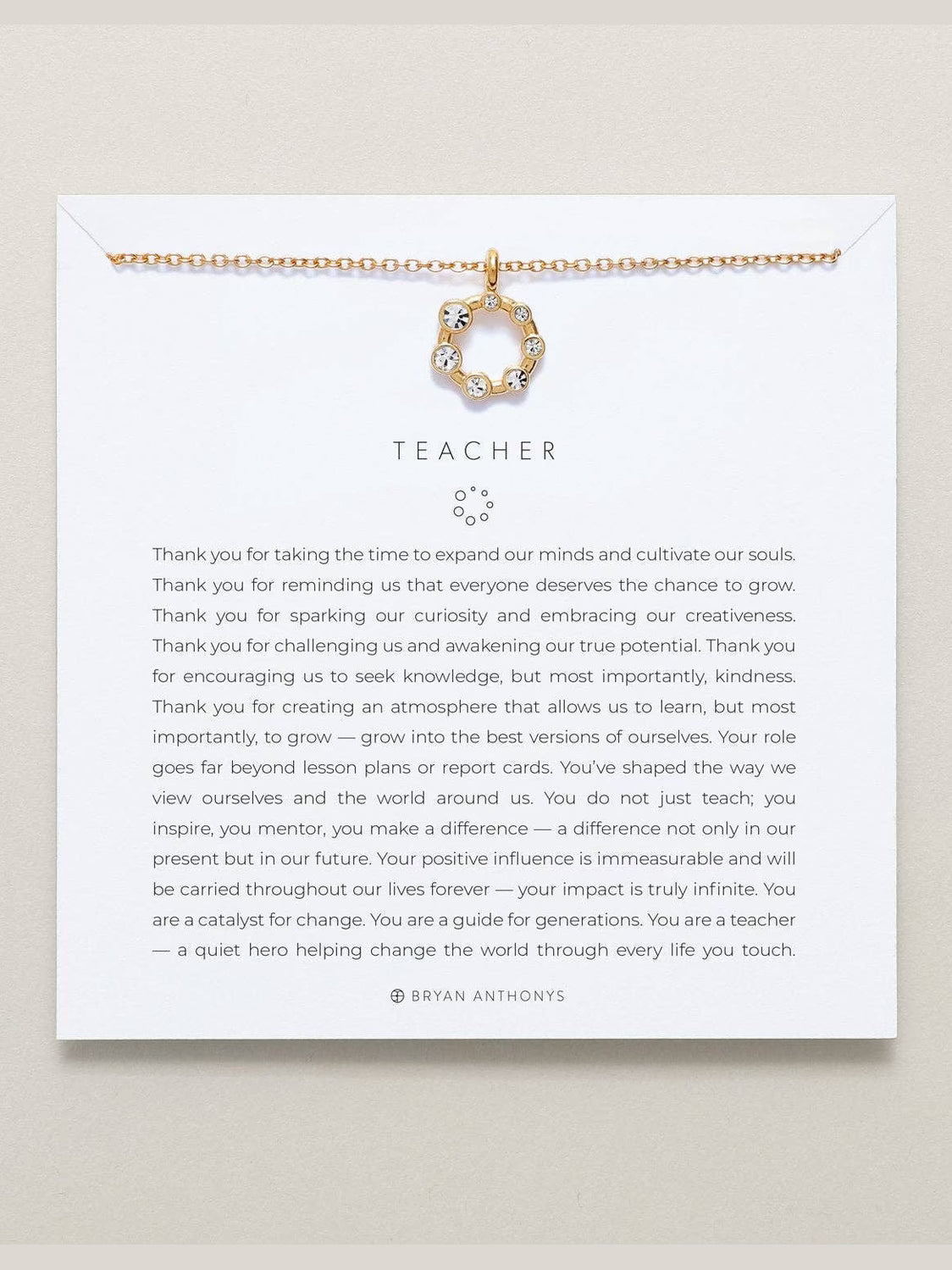 BRYAN ANTHONYS TEACHER NECKLACE- 2 finishes