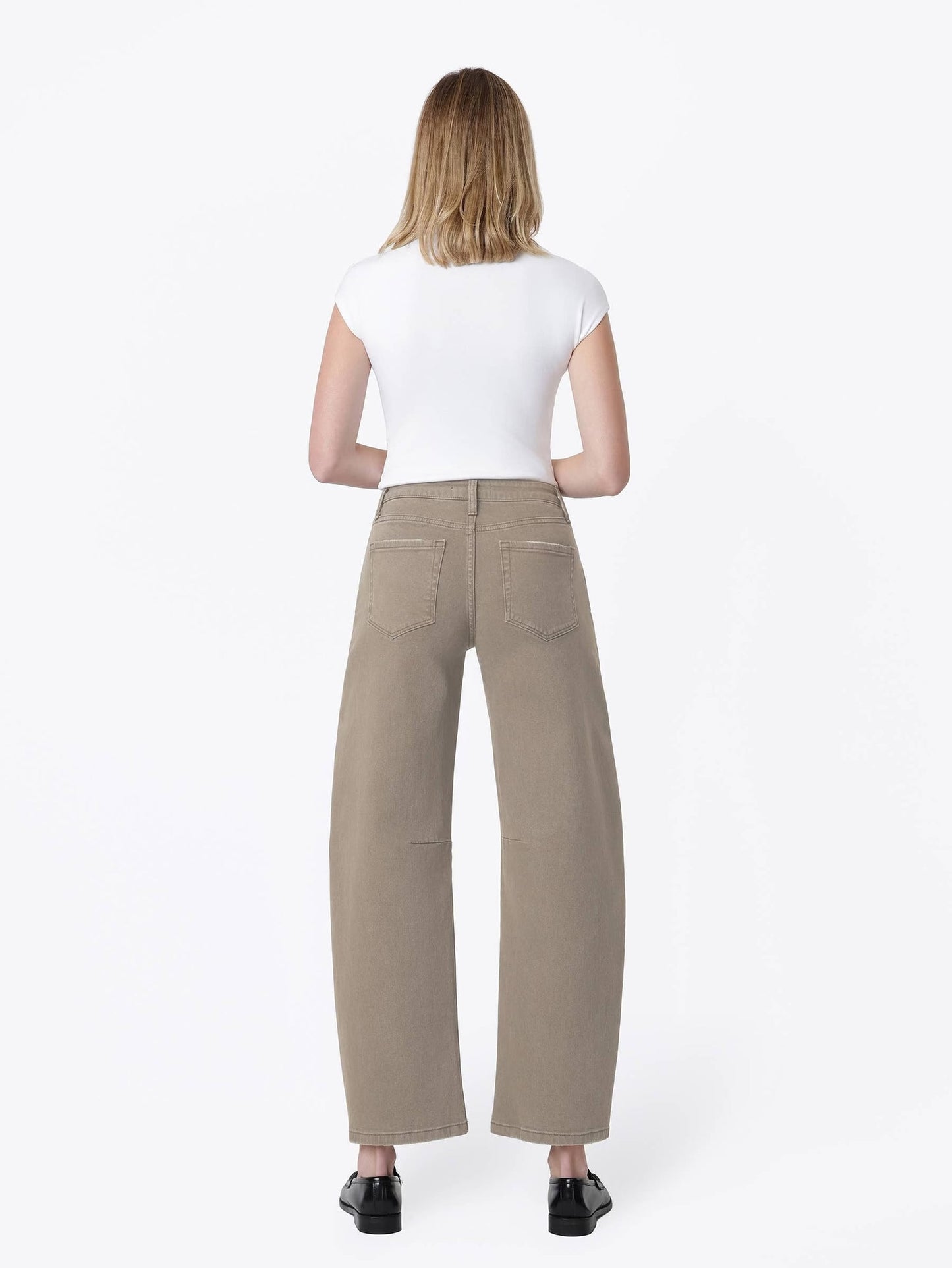 THE KATE BARREL LEG DENIM - dark taupe