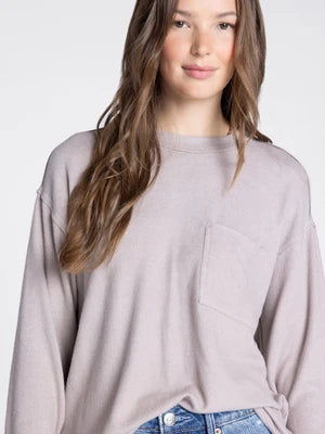 THE SUTTER PERFECT BASIC TOP - Heather taupe