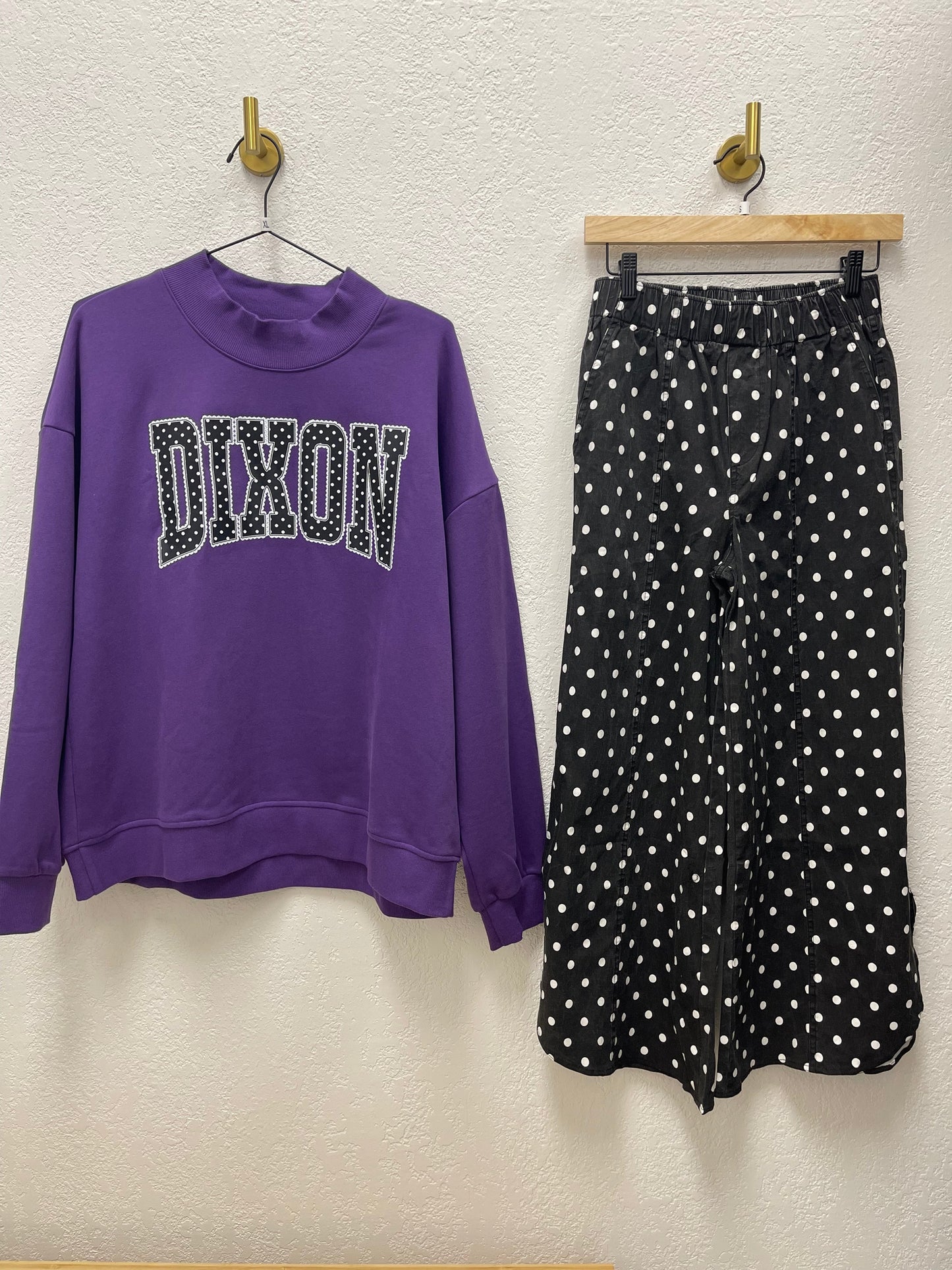 THE HALEY POLKA DOT TULIP HEM COTTON PANTS - black