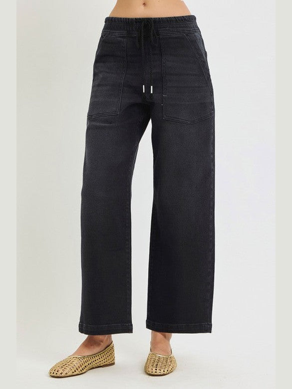 THE ERIKA SLOUCHY ELASTIC WAIST DENIM - black