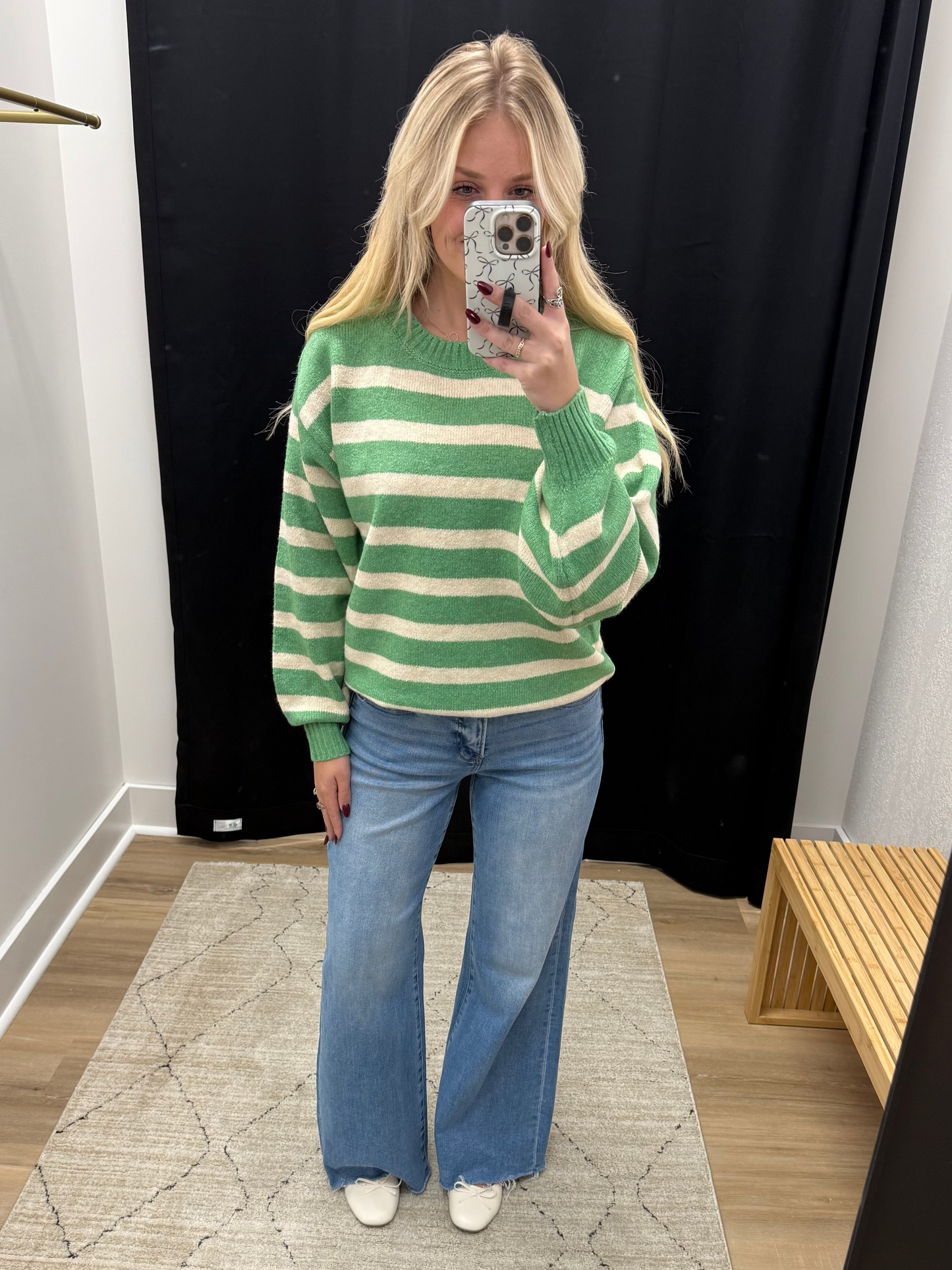 THE NICOLE SOFT OVERSIZED STRIPED SWEATER - green