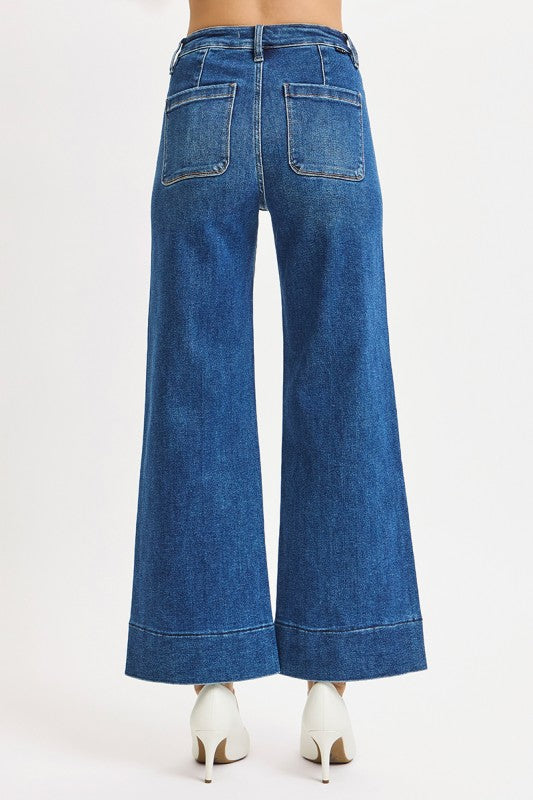THE NADINE PATCH POCKETS HI RISE DENIM - dk wash