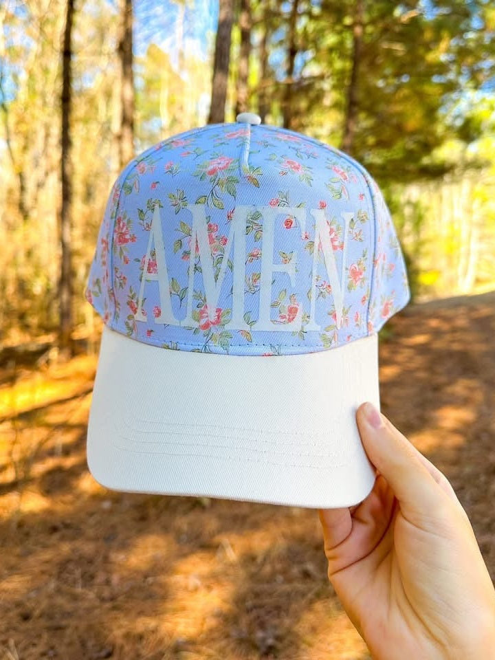 AMEN FLORAL TRUCKER HAT